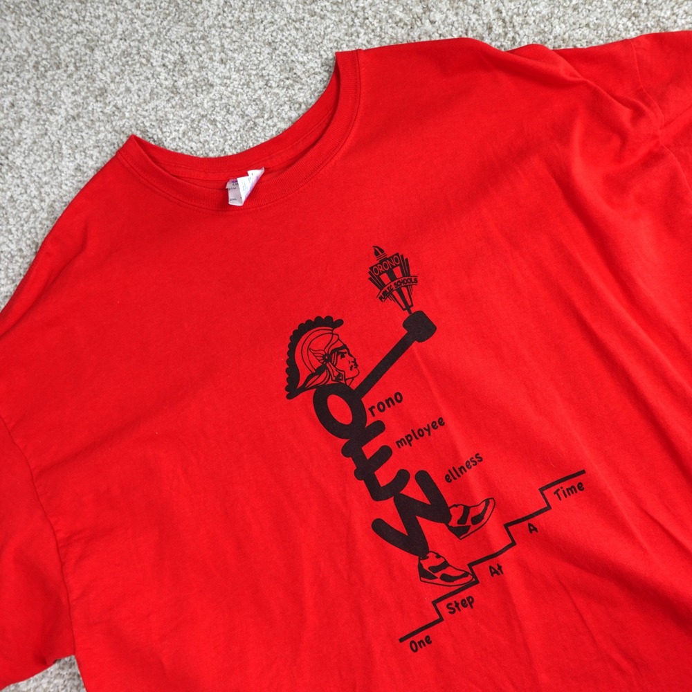 Gildan‎ Orono Public Schools Employee Wellness Spartan Graphic T-Shirt Red 2XL